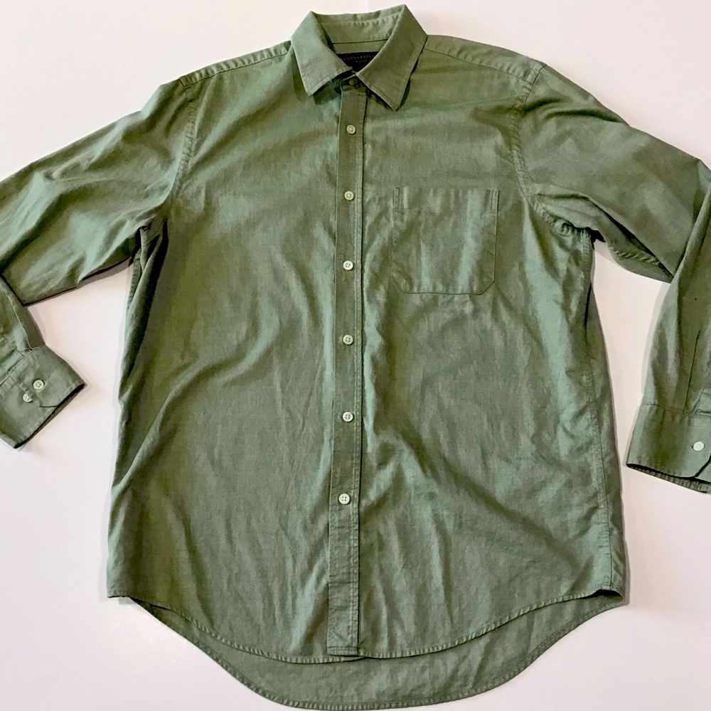 Banana Republic Shirt Mens Sz M Green Relaxed Button Up 100% Cotton Y2K VTG